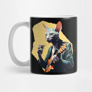 Sphynx Cat Playing Guitar Mug